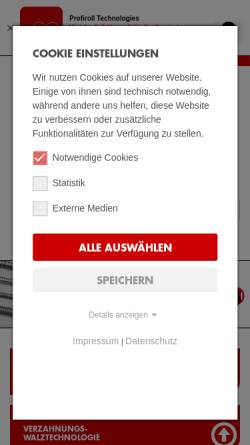 Vorschau der mobilen Webseite www.profiroll.de, Bad Düben Profilwalzmaschinen GmbH