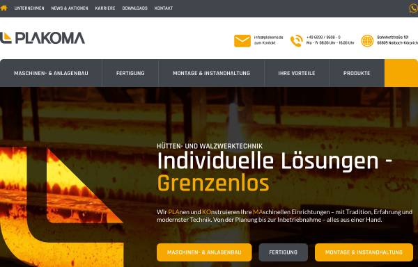 Vorschau von www.plakoma.de, Plakoma Planung und Konstruktion von maschinellen Einrichtungen GmbH