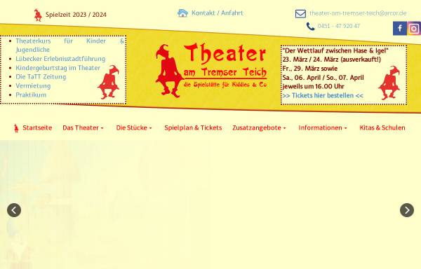 Vorschau von www.theater-am-tremser-teich.de, Lübeck, Theater am Tremser Teich