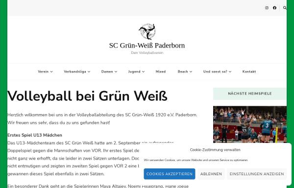 Vorschau von www.volleyball.gw-pb.de, SC Grün-Weiß 1920 Paderborn - Volleyball