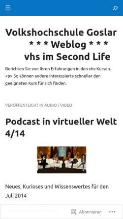Vorschau der mobilen Webseite volkshochschule.wordpress.com, Podcast der Volkshochschule in Second Life