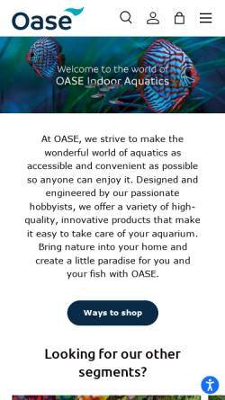 Vorschau der mobilen Webseite www.oase-livingwater.com, OASE GmbH