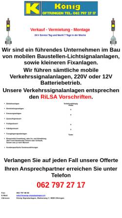 Vorschau der mobilen Webseite www.koenig-signalanlagen.ch, König Signalanlagen