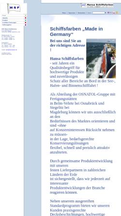 Vorschau der mobilen Webseite www.hansamarin.de, Hansa Schiffsfarben GmbH