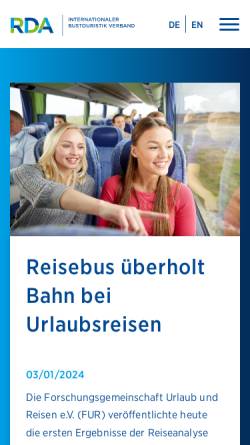 Vorschau der mobilen Webseite www.rda.de, RDA – Internationale Bustouristik Verband