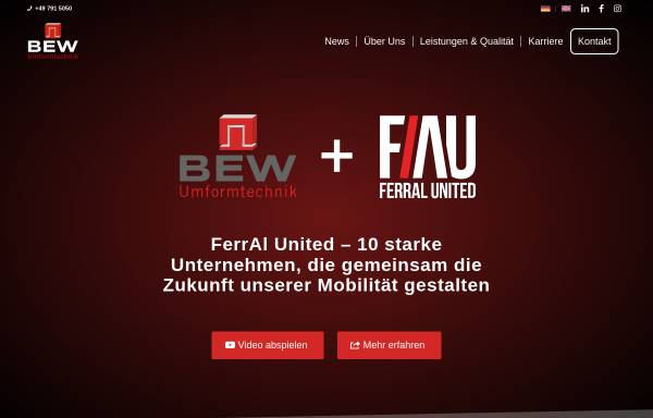 Vorschau von bew-westheim.de, BEW Umformtechnik GmbH