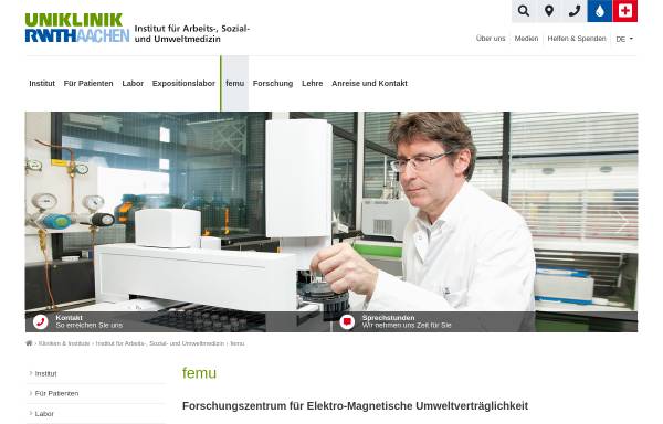 Vorschau von www.femu.rwth-aachen.de, Forschungszentrum für Elektro-Magnetische Umweltverträglichkeit