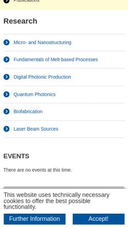 Vorschau der mobilen Webseite www.llt.rwth-aachen.de, Lehrstuhl für Lasertechnik (LLT) der RWTH Aachen