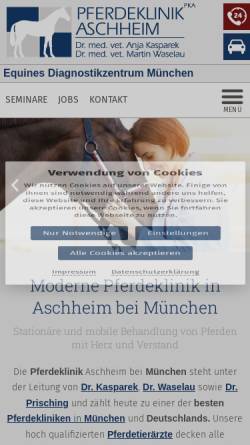 Vorschau der mobilen Webseite www.pferdeklinik-aschheim.de, Pferdeklinik Aschheim