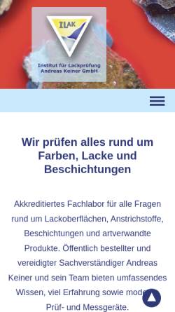 Vorschau der mobilen Webseite www.ilak.eu, Institut für Lackprüfung Andreas Keiner GmbH