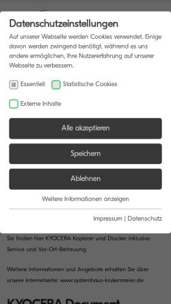 Vorschau der mobilen Webseite www.krukenmeier-kyocera.de, Systemhaus Krukenmeier