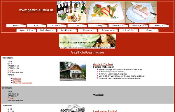 Vorschau von www.gastro-austria.at, Lokale in Oberösterreich