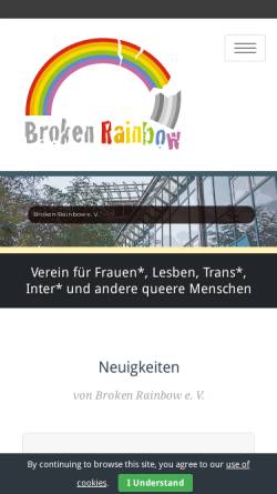 Vorschau der mobilen Webseite www.broken-rainbow.de, Bundesverband der lesbischen, lesbisch-schwulen und transidenten Anti-Gewalt-Initiativen Deutschland e.V.