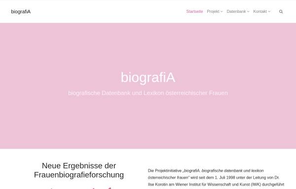 Vorschau von www.biografia.at, Biografische Datenbank und Lexikon österreichischer Frauen