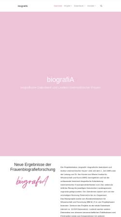 Vorschau der mobilen Webseite www.biografia.at, Biografische Datenbank und Lexikon österreichischer Frauen