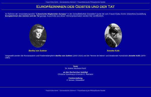 Vorschau von www.phil-fak.uni-duesseldorf.de, Europäerinnen des Geistes und der Tat