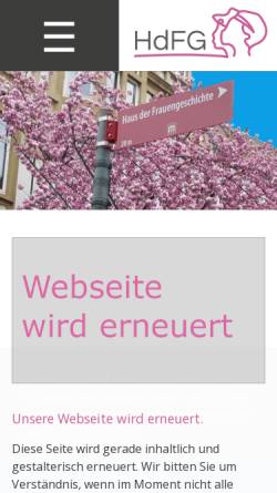 Vorschau der mobilen Webseite www.hdfg.de, Haus der FrauenGeschichte
