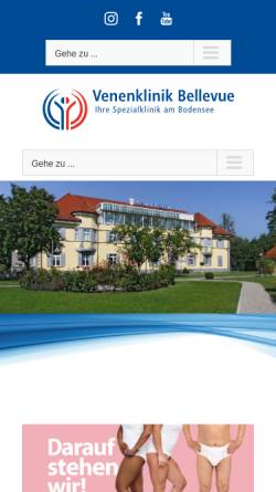 Vorschau der mobilen Webseite www.venenklinik.ch, Klinik Bellevuepark Kreuzlingen (Schweiz)