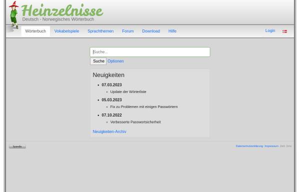 Heinzelnisse - Wörterbuch Norwegisch Deutsch