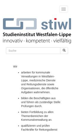 Vorschau der mobilen Webseite www.stiwl.de, Rettungsdienstschule im Studieninstitut für kommunale Verwaltung