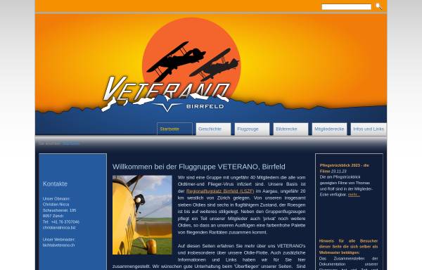 Vorschau von www.veterano.ch, Segel- und Motorfluggruppe Veterano