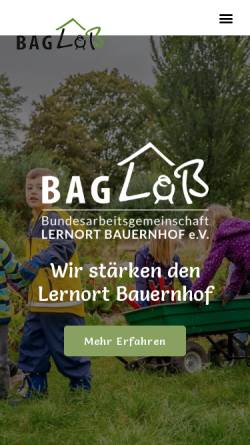 Vorschau der mobilen Webseite www.baglob.de, Bundesarbeitsgemeinschaft: Lernort Bauernhof e.V.