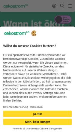 Vorschau der mobilen Webseite www.oekostromag.at, Ökostrom AG