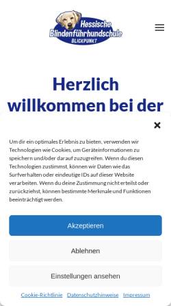 Vorschau der mobilen Webseite www.mein-blindenfuehrhund.de, Hessische Blindenführhundschule Blickpunkt GmbH
