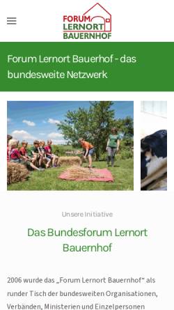 Vorschau der mobilen Webseite www.lernenaufdembauernhof.de, Lernen auf dem Bauernhof