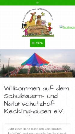 Vorschau der mobilen Webseite www.schulbauernhof.de, Schulbauern- und Naturschutzhof Recklinghausen e. V.