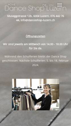 Vorschau der mobilen Webseite www.danceshop-luzern.ch, 