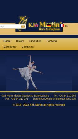 Vorschau der mobilen Webseite www.martin-ballettschuhe.com, Karl-Heinz Martin Klassische Ballettschuhe