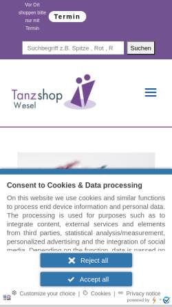 Vorschau der mobilen Webseite www.tanzshop-wesel.de, Tanzshop-Wesel