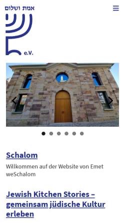 Vorschau der mobilen Webseite www.emetweschalom.de, Jüdische Liberale Gemeinde Emet weSchalom e.V.