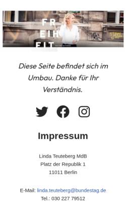 Vorschau der mobilen Webseite www.linda-teuteberg.de, Teuteberg, Linda (MdL)