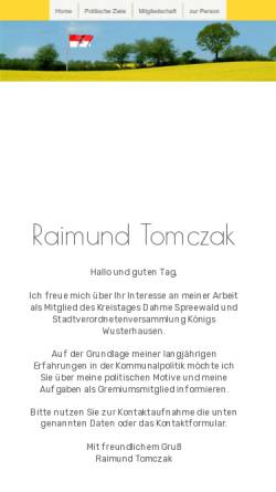 Vorschau der mobilen Webseite www.raimund-tomczak.de, Tomczak, Raimund (MdL)