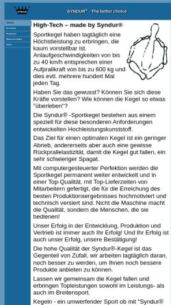 Vorschau der mobilen Webseite www.syndur.de, Sportkegel Syndur (R)