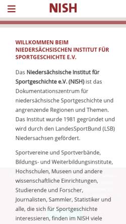 Vorschau der mobilen Webseite www.nish.de, Niedersächsisches Institut für Sportgeschichte Hoya (NISH )