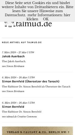Vorschau der mobilen Webseite www.talmud.de, Jüdische Liberale Vereinigung EtzAmi