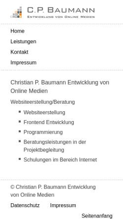 Vorschau der mobilen Webseite www.baumann-onlinemedien.de, C. P. Baumann