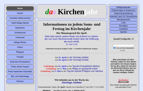 Vorschau von www.daskirchenjahr.de, Dr. Martinus - Infos rund ums Kirchenjahr