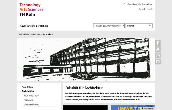 Vorschau von www.f05.fh-koeln.de, FH Köln: Fakultät für Architektur (F05)