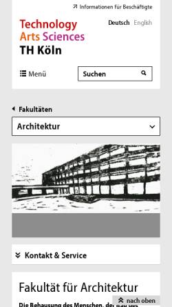 Vorschau der mobilen Webseite www.f05.fh-koeln.de, FH Köln: Fakultät für Architektur (F05)