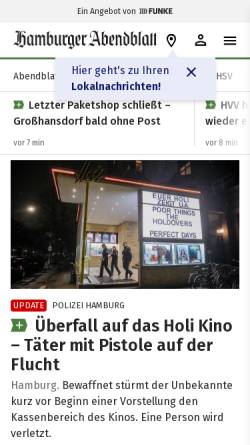Vorschau der mobilen Webseite www.abendblatt.de, Hamburger Abendblatt