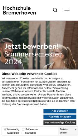 Vorschau der mobilen Webseite www.hs-bremerhaven.de, Hochschule Bremerhaven