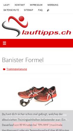 Vorschau der mobilen Webseite lauftipps.ch, Lauftipps.ch
