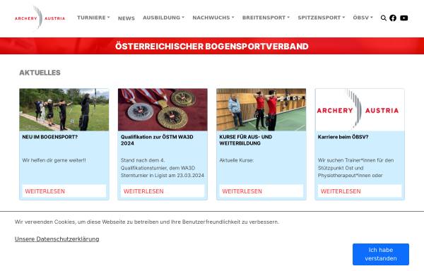 Vorschau von www.oebsv.com, ÖBSV - Österreichischer Bogensportverband