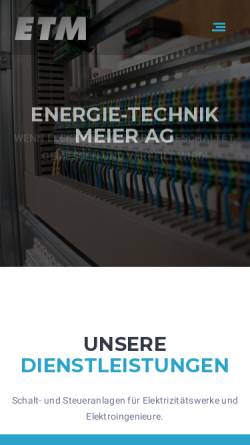 Vorschau der mobilen Webseite www.et-m.ch, ETM Energie-Technik Meier AG