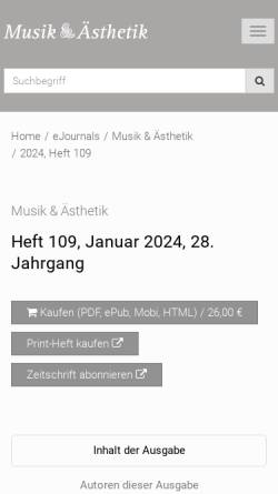 Vorschau der mobilen Webseite www.musikundaesthetik.de, Musik und Ästhetik