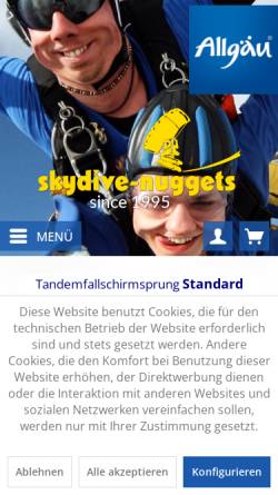 Vorschau der mobilen Webseite www.skydive-nuggets.de, Skydive Nuggets